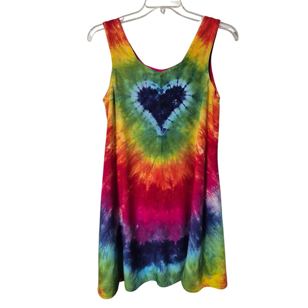 Dharma Trading Co. Tie Dye Rainbow Heart Tank Dress Womens Medium